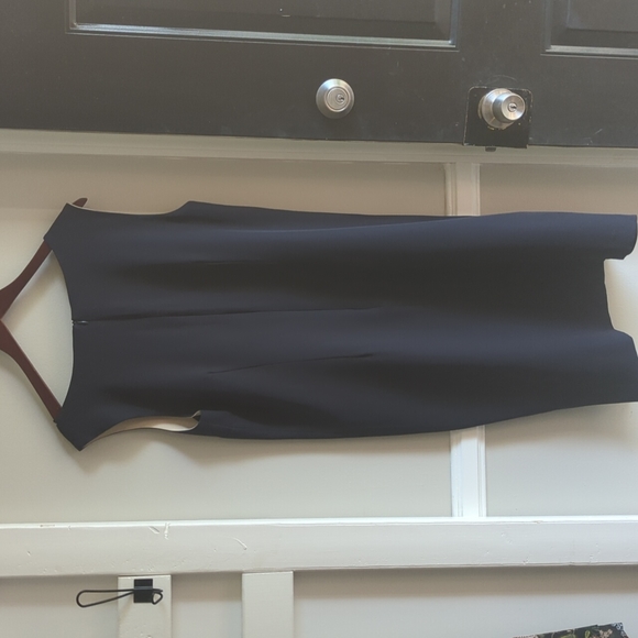 Mary McFadden Collection Dress 2 Piece Dress Suit Set 12 VTG Navy Neutral - Picture 5 of 11